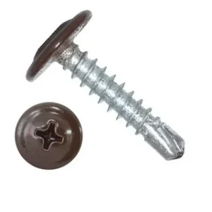 Саморезы с прессшайбой по металлу, со сверлом, темно-коричневые, (RAL 8017)