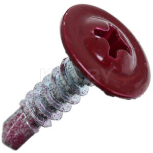 Саморез с пресс шайбой по металлу, со сверлом, красное вино, (RAL 3005)