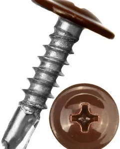 Саморезы с прессшайбой по металлу, со сверлом, оксидно-красные, (RAL3009)