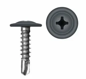 Саморезы с прессшайбой по металлу, со сверлом, серый графит, (RAL 7024)