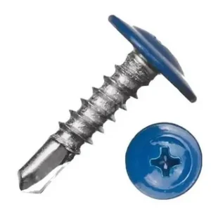 Саморезы с прессшайбой по металлу, со сверлом, синий, (RAL 5005)