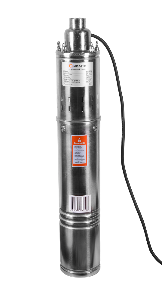 Насос "ВИХРЬ" погружной скважинный 35м 1100 Вт мод. СН-100В h=100м, 2400 л/час, 1" 68/3/5 — изображение 5