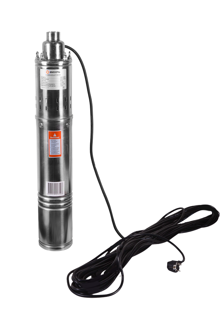 Насос "ВИХРЬ" погружной скважинный 35м 1100 Вт мод. СН-100В h=100м, 2400 л/час, 1" 68/3/5